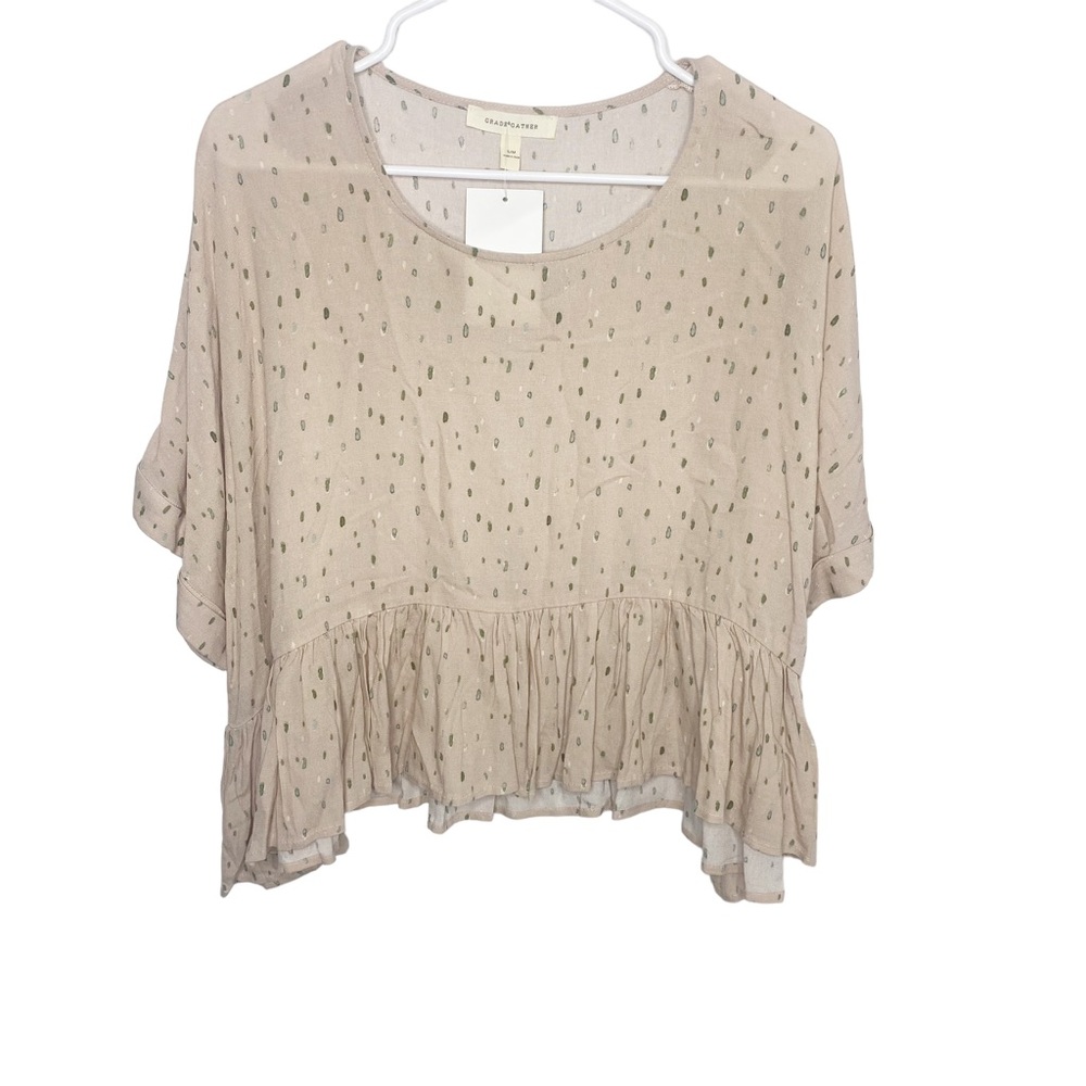 Grade&Gather boho peplum cropped oversized top NWT cream d